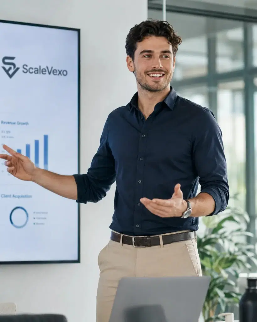 ScaleVexo lead presenting client acquisition and growth